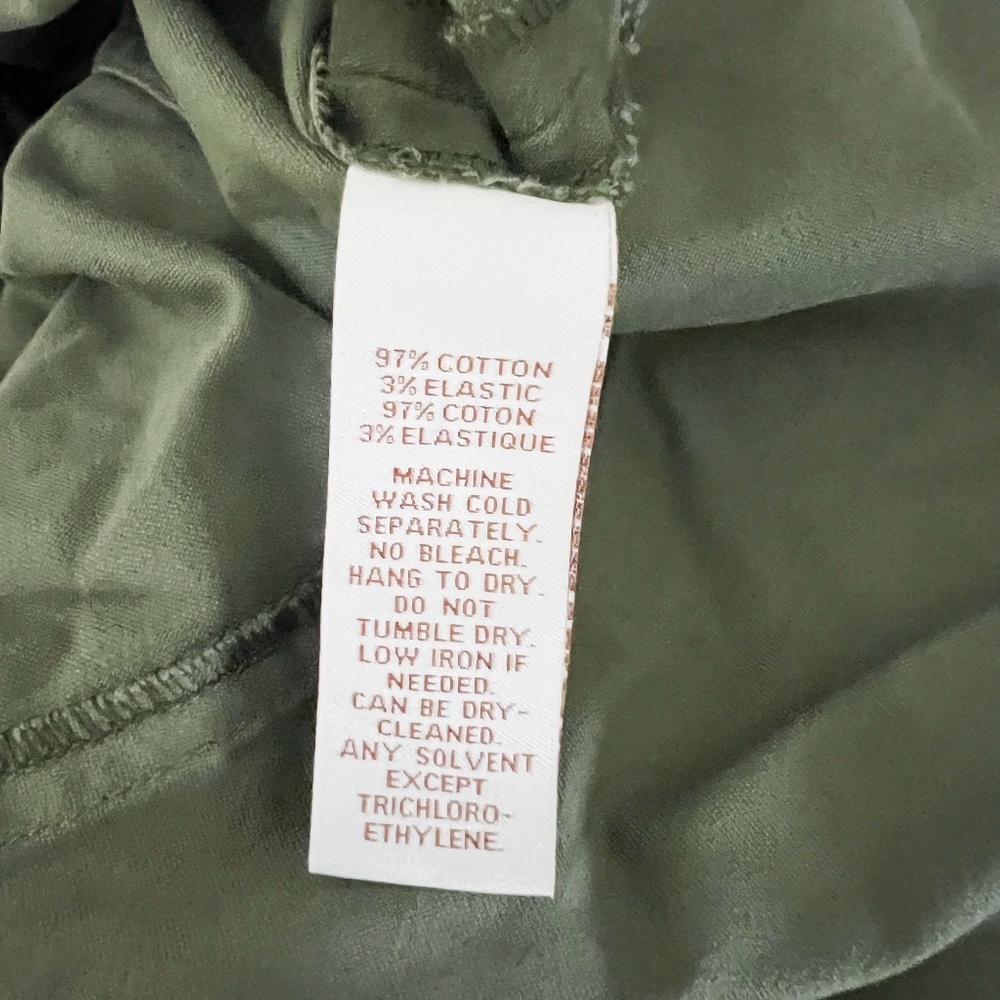 NEW Scripted Cotton Blend Ruffle Hem Button Front Collared Jacket Fatigue Green - Picture 3 of 4